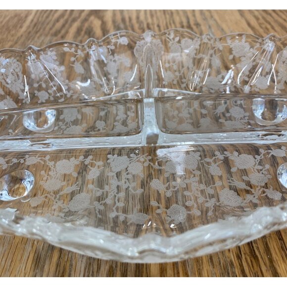 Vintage Footed Divided Dish Relish Floral Flower - Picture 10 of 11
